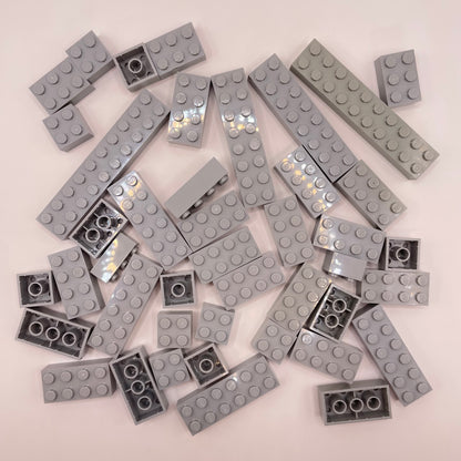 LEGO Bricks 2x Wide, Light Bluish Grey, Approx. 90g