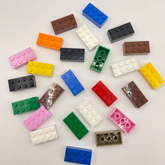 LEGO 2 x 4 Bricks, Mixed Colours, 25 Pieces