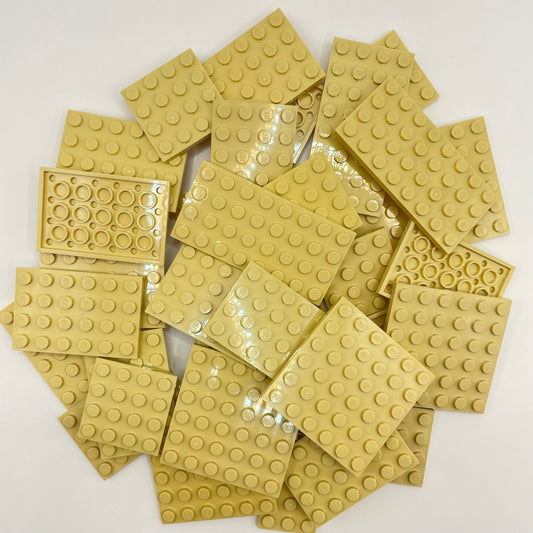 LEGO Medium Plates, Tan, Approx. 120g