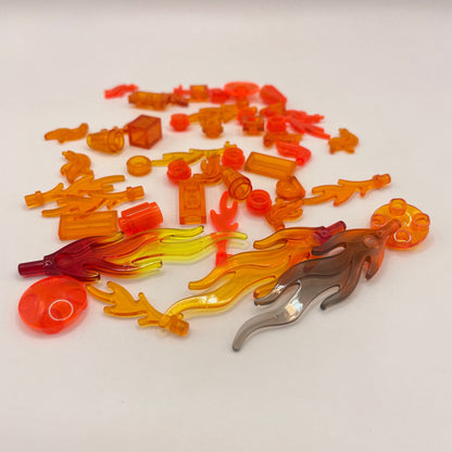 LEGO Trans-Orange Mixed Pieces, Flames, Energy Effects (50 Pieces)