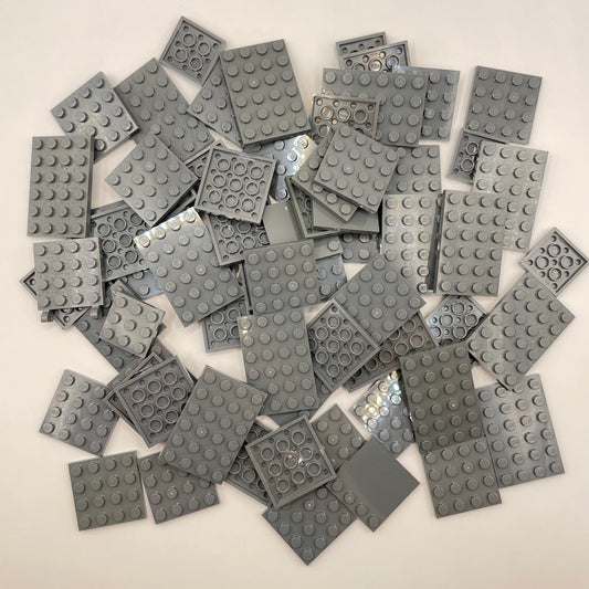 LEGO Plates, Medium, Dark Bluish Grey, Approx. 150g