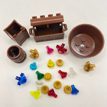 LEGO Treasure Chests, Gem Stones, Gold, Mixed Pieces, (23 Pieces)