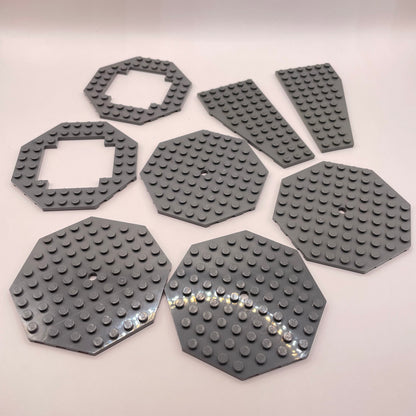 LEGO Octagon Plates and Wings, Dark Bluish Grey, Approx. 70g