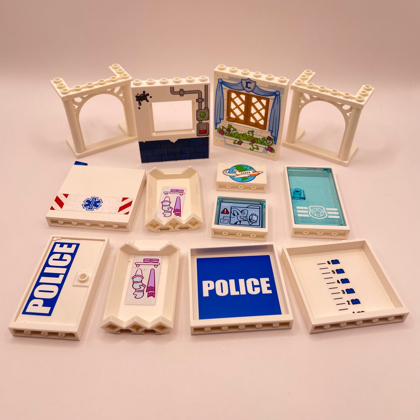 LEGO White, Windows/Panels with Prints/Decorative, 13 Pieces