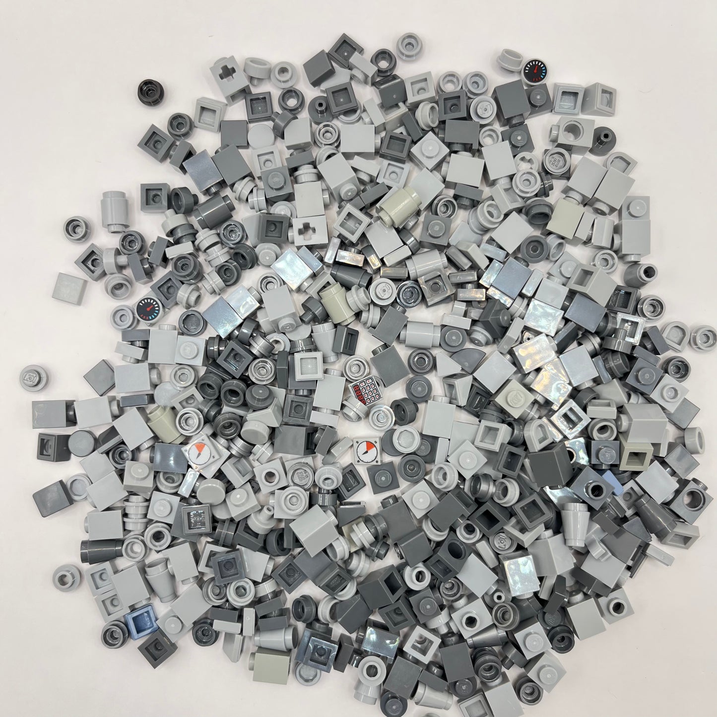 LEGO Greebling, 1x1, Mixed Grey, Approx. 100g