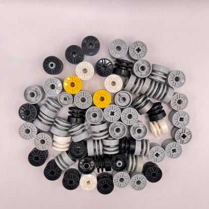 LEGO Small Wheel Hubs, Mixed Colours, Vehicle Pieces, Approx. 110g