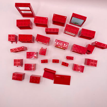 LEGO Windows, Cupboards, Inserts, Building, Red, Approx. 85g