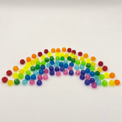 LEGO 10 Colours 10 pieces each 1x1 Round Plate Transparent (100 Pieces)