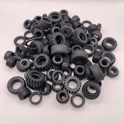 LEGO Mixed Tyres, Black, Vehicle Pieces, Approx. 300g