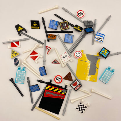 LEGO Mixed Flags / Poles, Road/City Themed, 60 Pieces