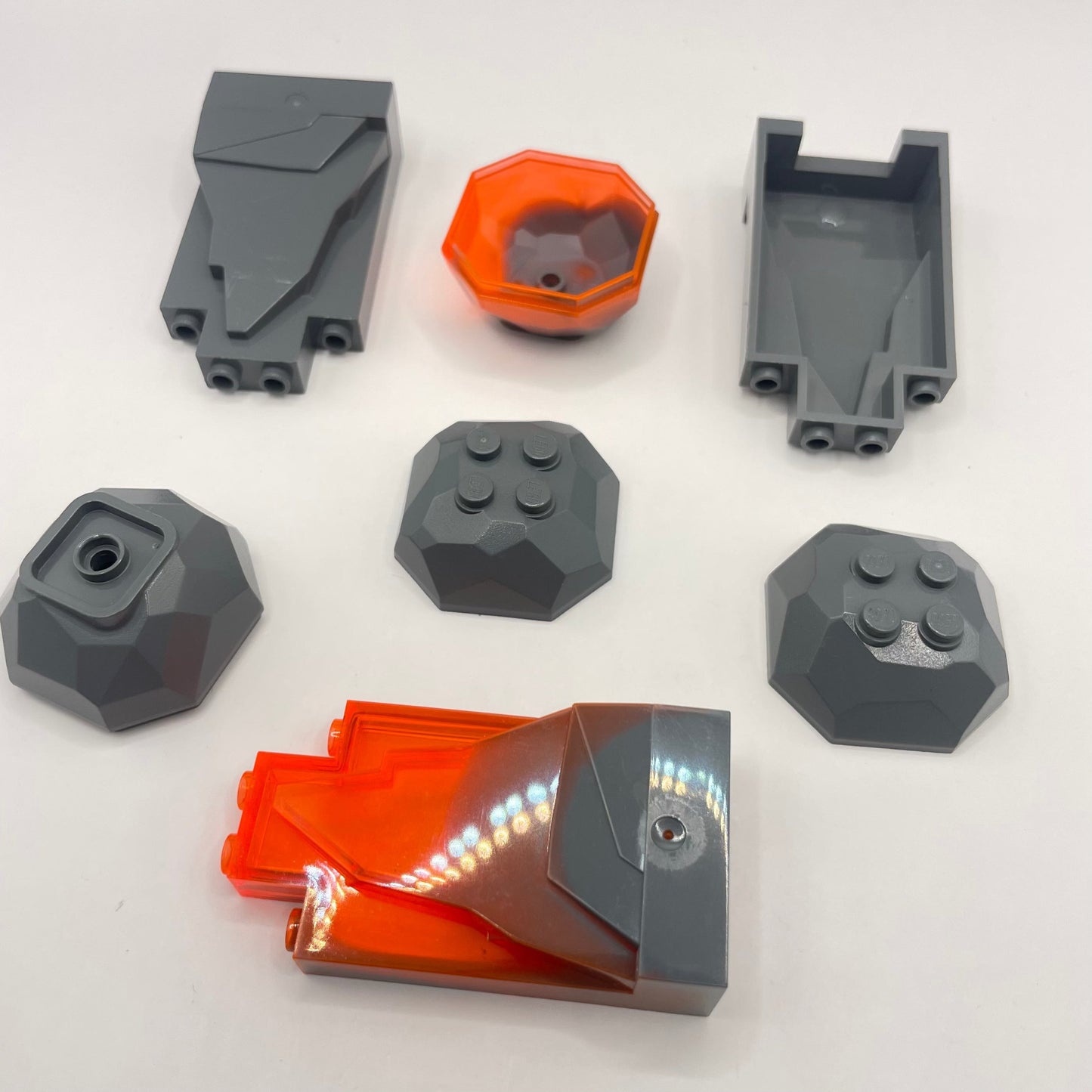 LEGO Rock Pieces, Grey, Transparent Orange, 7 Pieces