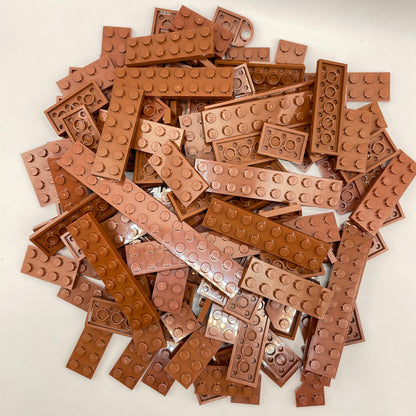 LEGO Plates, 2x Wide, Reddish Brown, Approx. 150g