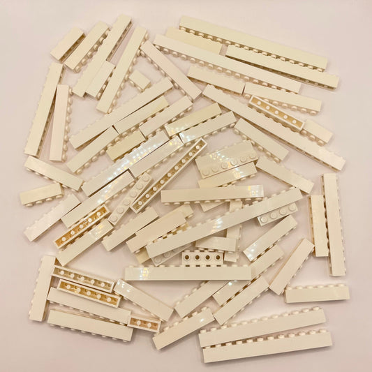 LEGO Bricks 1x Wide, White, Approx. 200g