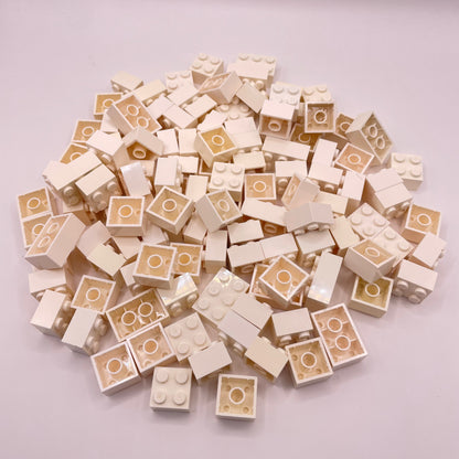 LEGO Bricks, Short, 2x Wide, White, Approx. 150g