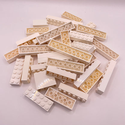 LEGO Bricks, Long, 2x Wide, White, Approx. 140g