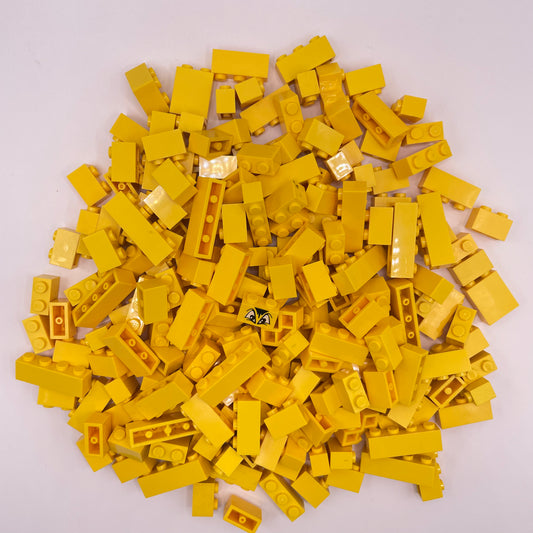 LEGO Bricks, Short, 1x Wide, Yellow, Approx. 200g