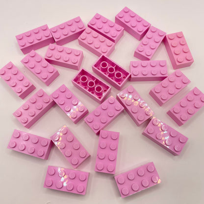 LEGO 2 x 4 Bricks, Bright Pink, 25 Pieces