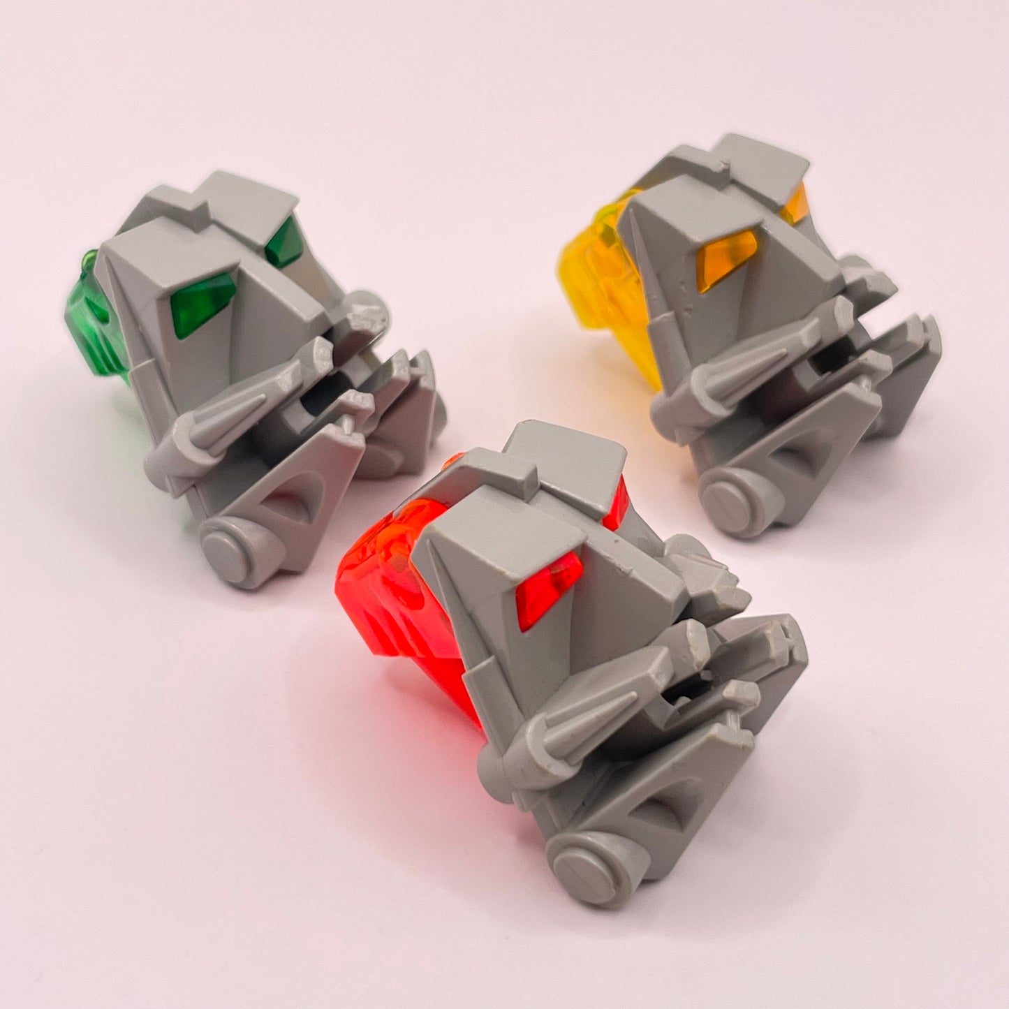 LEGO Bionicle, Head Connector Block, Old Light Grey, Transparent, 3 Pieces