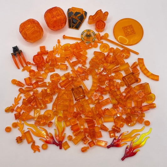LEGO Mixed Trans-Orange, Flames, Mixed Pieces, Approx. 90g