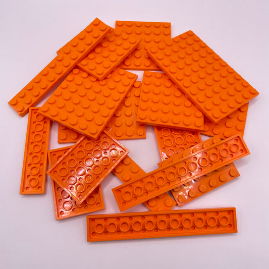 LEGO Plates, Medium/Long, Orange, Approx. 65g