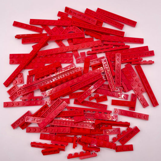 LEGO  Plates, 1x Wide, Long, Red, Approx. 100g
