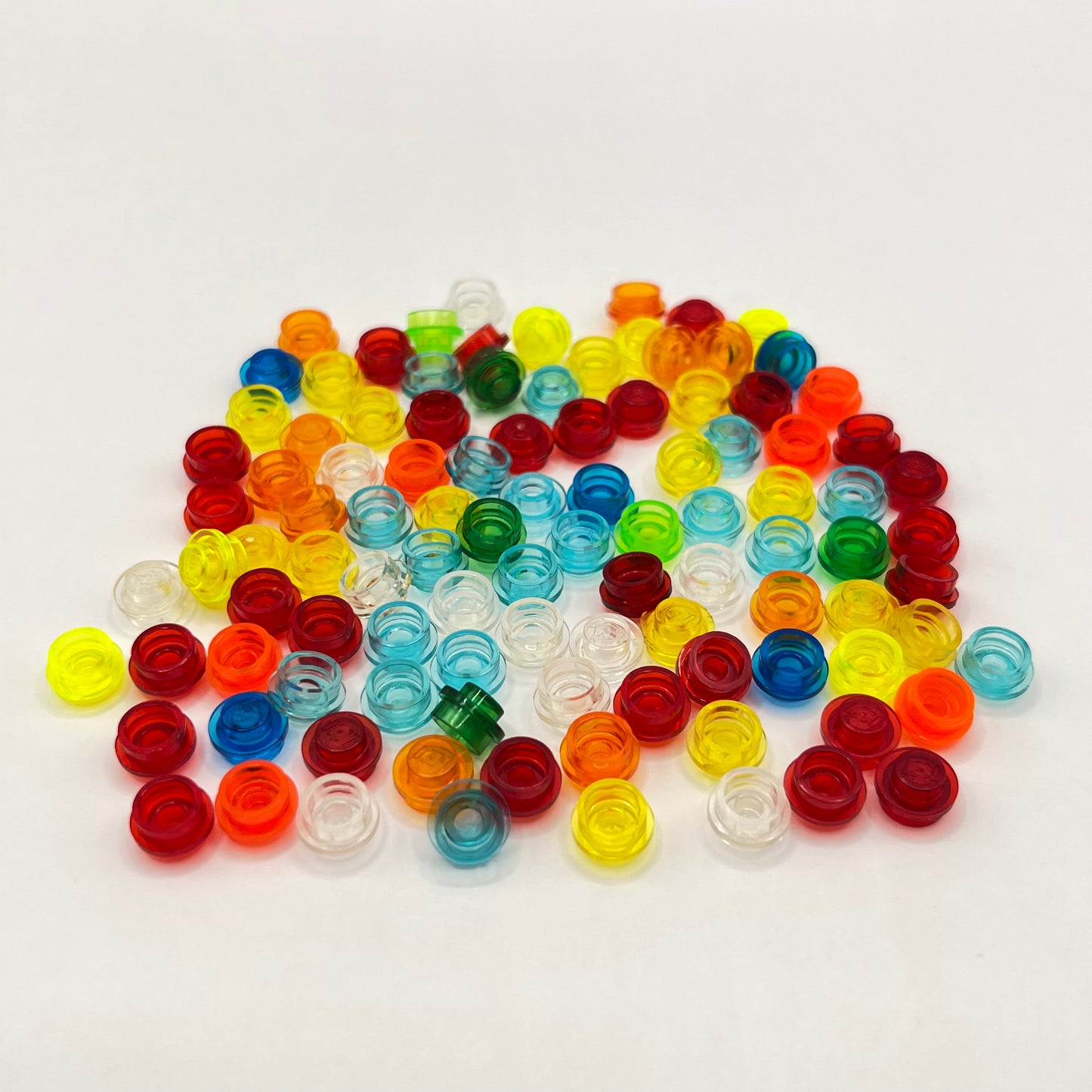 LEGO Mixed Colours, Transparent, 1x1 Round, (100 Pieces)