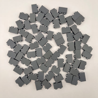LEGO Grille/Fluted Textured Bricks, Dark Bluish Grey, 75 Pieces (2877)