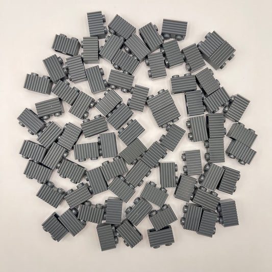 LEGO Grille/Fluted Textured Bricks, Dark Bluish Grey, 75 Pieces (2877)