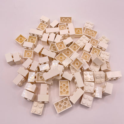 LEGO Bricks, Short, 2x Wide, White, Approx. 100g