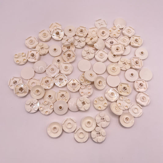 LEGO Round, Plates, Tiles and Dishes, White, Approx. 25g