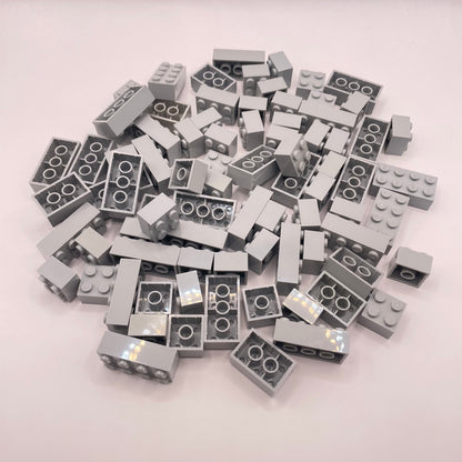 LEGO Bricks 2x Wide Short , Light Bluish Grey, Approx. 125g
