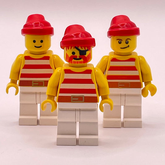 LEGO Red Pirates, Mix and Match, Pirate, Minifigure, (3 Pack) Marked