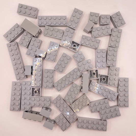 LEGO Bricks 2x Wide, Light Bluish Grey, Approx. 100g