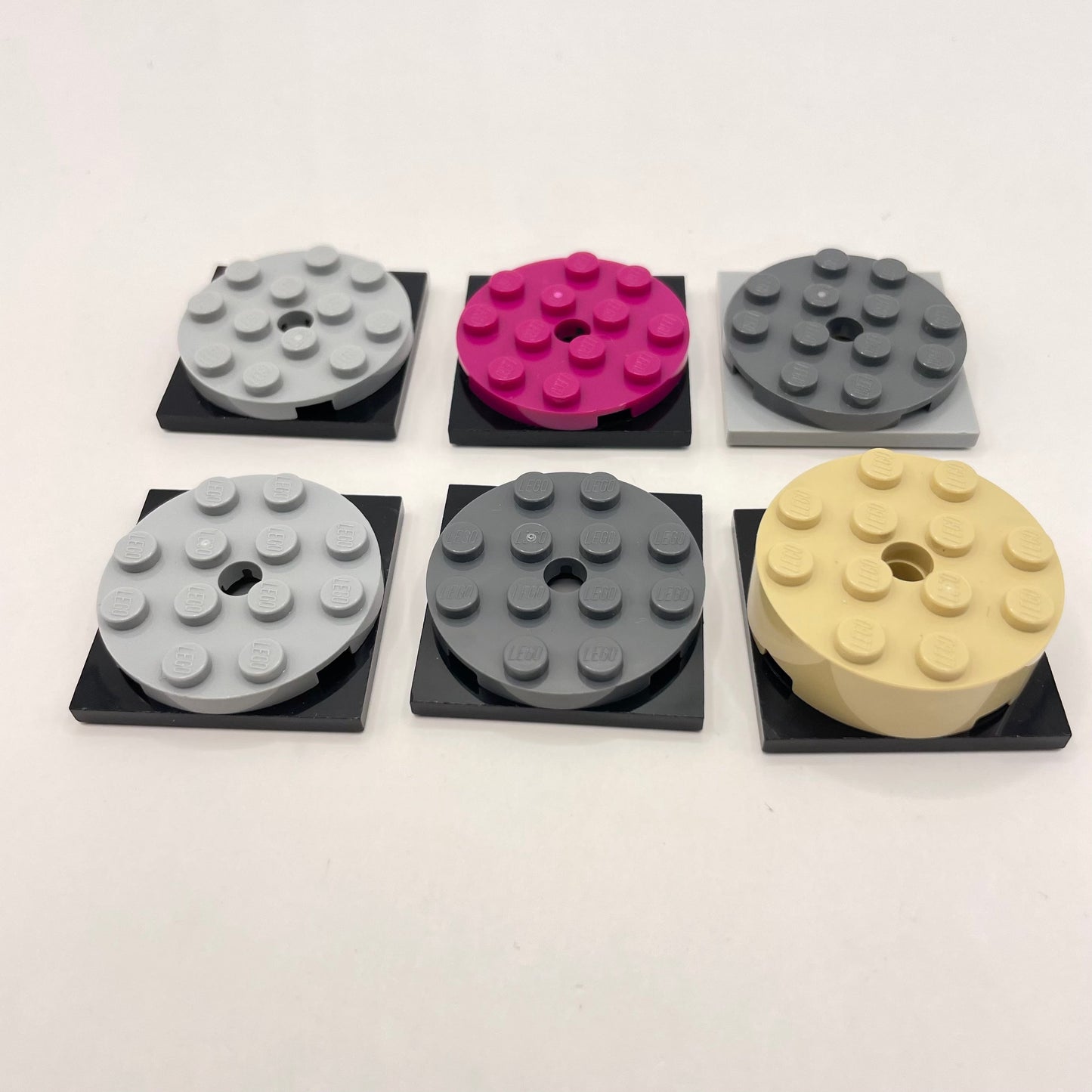 LEGO Plate Turntables, Black Grey, 6 pieces