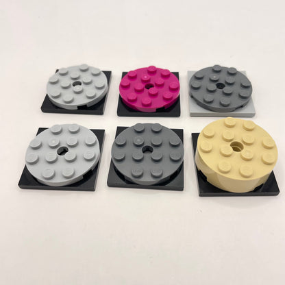LEGO Plate Turntables, Black Grey, 6 pieces