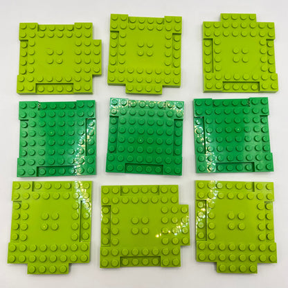 LEGO Modified Plates 8x8, Mixed Green, 9 Pieces