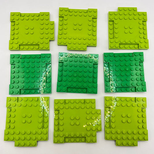 LEGO Modified Plates 8x8, Mixed Green, 9 Pieces