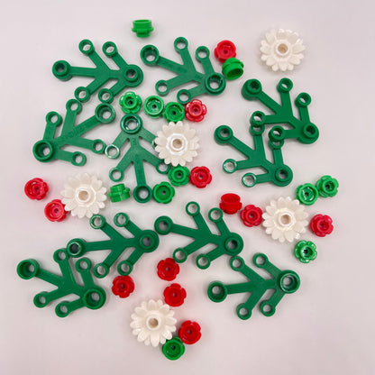 LEGO Mini Christmas Wreath Bundle, White Sunflower with Red and Green Flowers, 39 Pieces