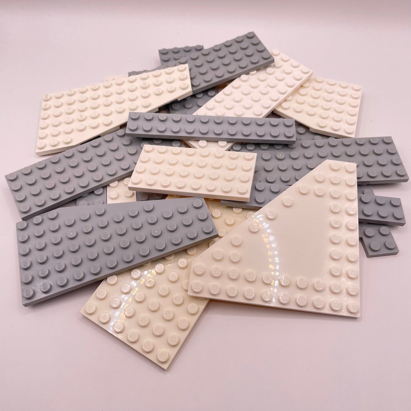 LEGO Medium Plates, White and Grey, Approx. 130g