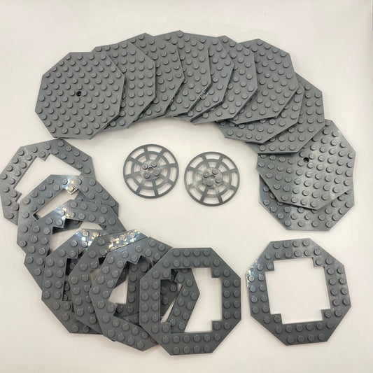 LEGO Plates, Octagon and Dish, Dark Bluish Grey, 21 Piece