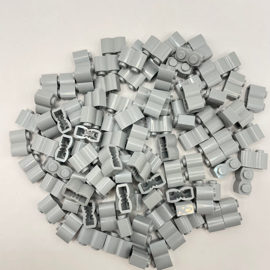 LEGO Light Bluish Grey Log Profile Bricks 1x2 (100 Pieces)