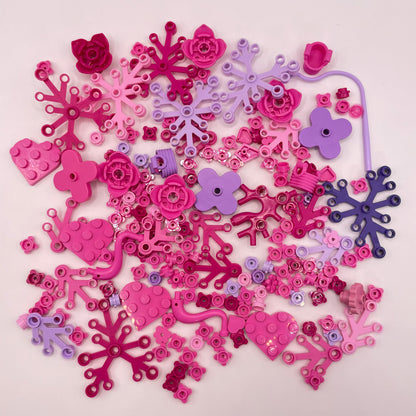LEGO Leaves, Flowers, Hearts, Mixed Pink and Purple, Approx. 45g