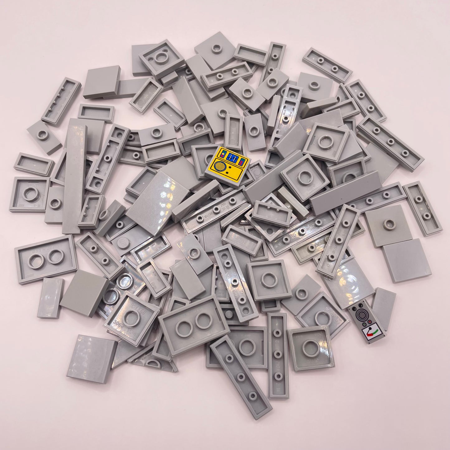 LEGO Mixed Tiles, Light Bluish Grey, Approx. 50g