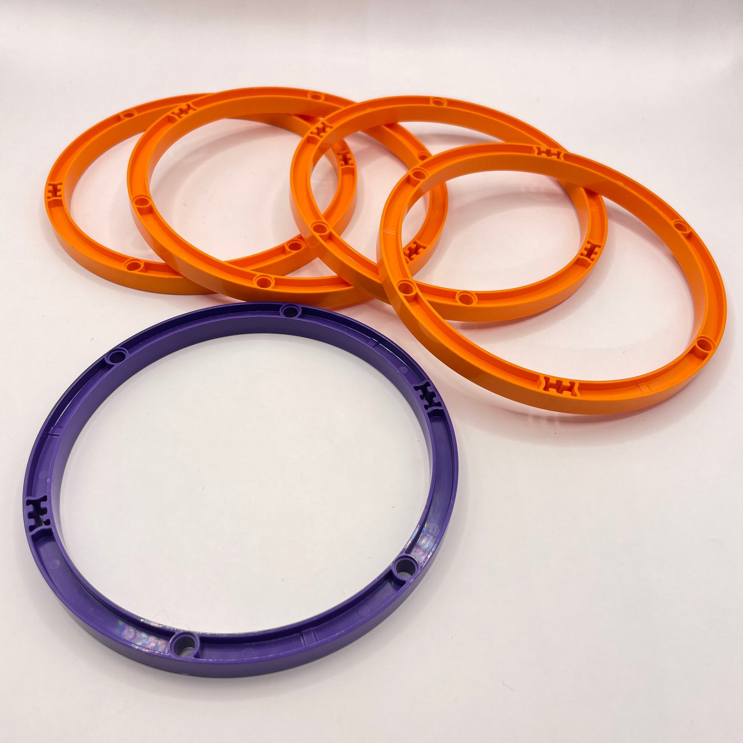 LEGO Round Support Girder, 15x15, Orange and Purple, 5 Pieces