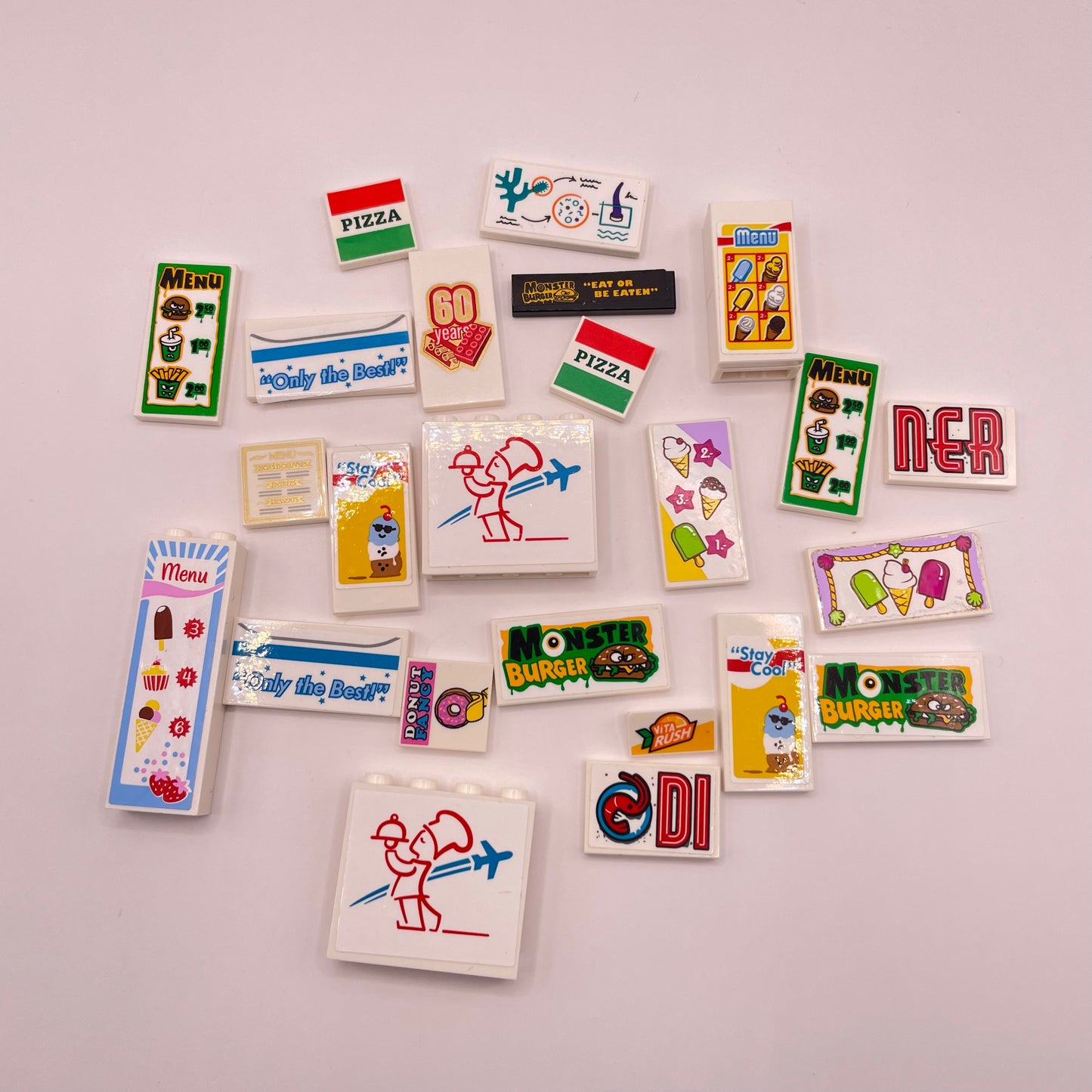 LEGO Prints and Stickers, Food/Café, White, Mixed Pieces, 25 Pieces
