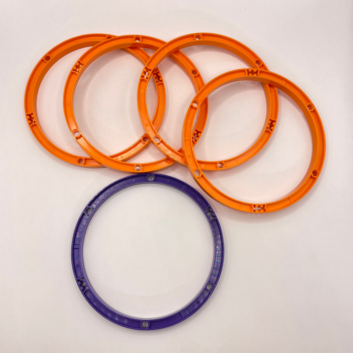 LEGO Round Support Girder, 15x15, Orange and Purple, 5 Pieces