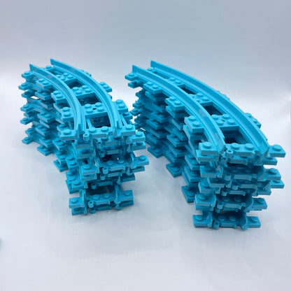 LEGO Train Track, Narrow Gauge, Medium Azure, 16 Curves, 8 Ramps, (24 Pieces total)