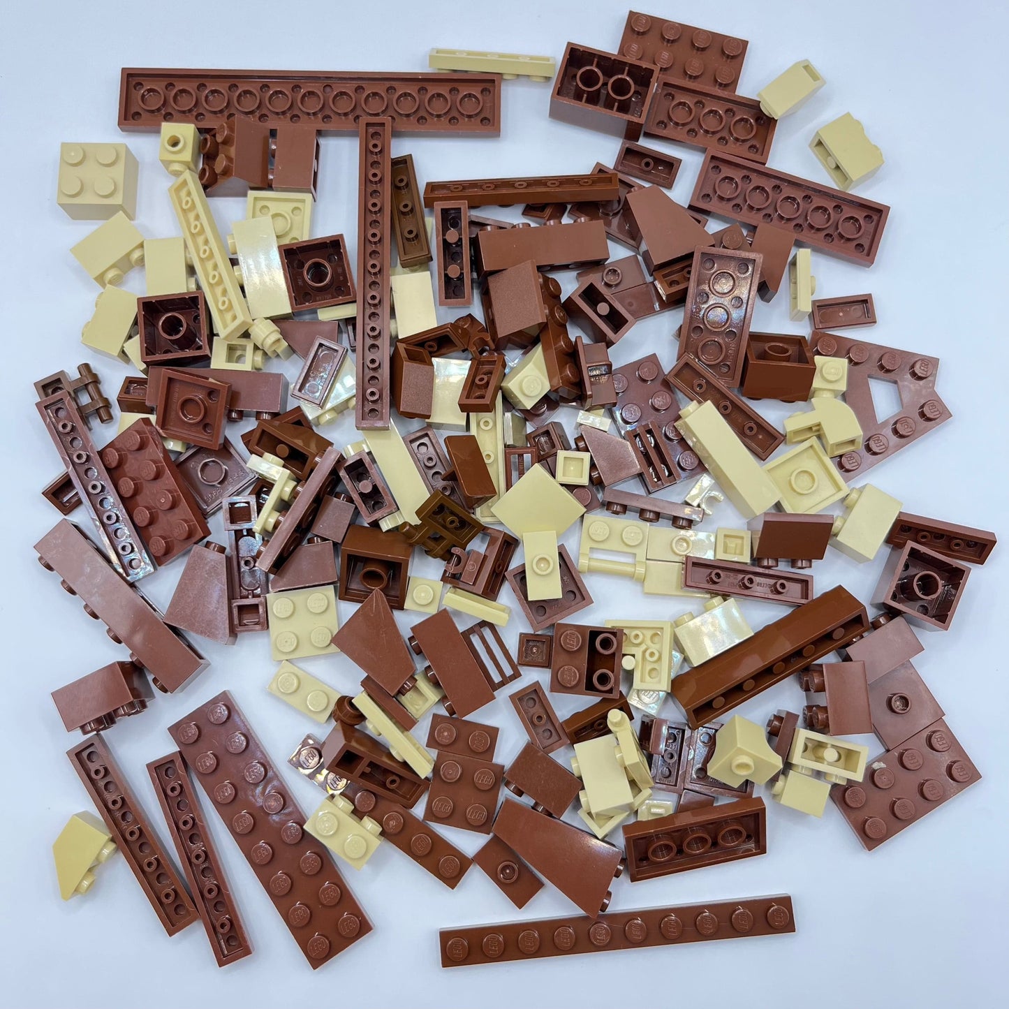 LEGO Tan and Reddish Brown, Mixed Bricks, Approx. 130g