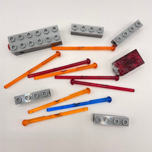 LEGO Mixed Transparent, Light Brick (Works), Projectile Launcher and Projectiles, (15 Pieces)
