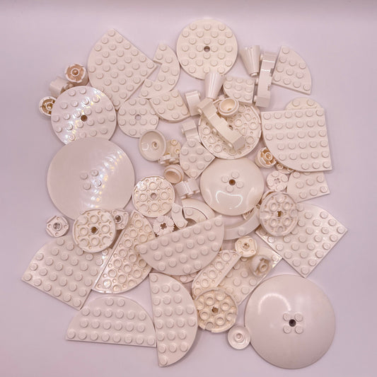 LEGO Round, With Large Plates, Mixed Pieces, White, Approx. 110g